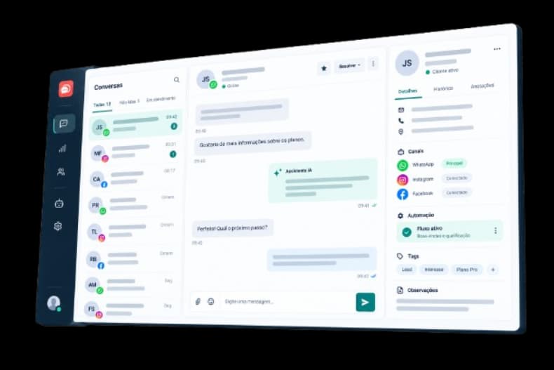 Mockup do produto Kraftchat IA exibindo o painel de atendimento e vendas